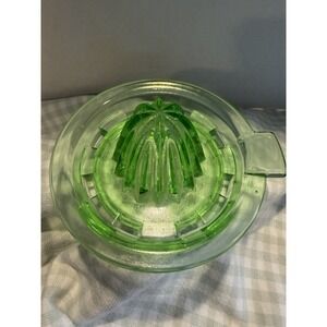 Vintage Green Uranium Glass Citrus Reamer Juicer Depression Glass GLOWS
